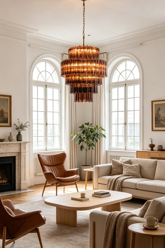 Vespera Glass Tiered Chandelier for Living room | Samu Lamp