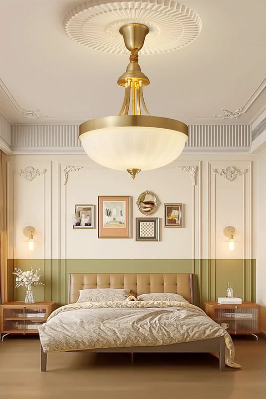 Vintage Brass Glass Pendant Lamp - view 2 | morylighting