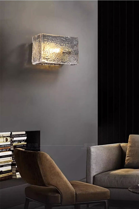 Water Pattern Glass Square Wall Sconce Lamp - morylighting
