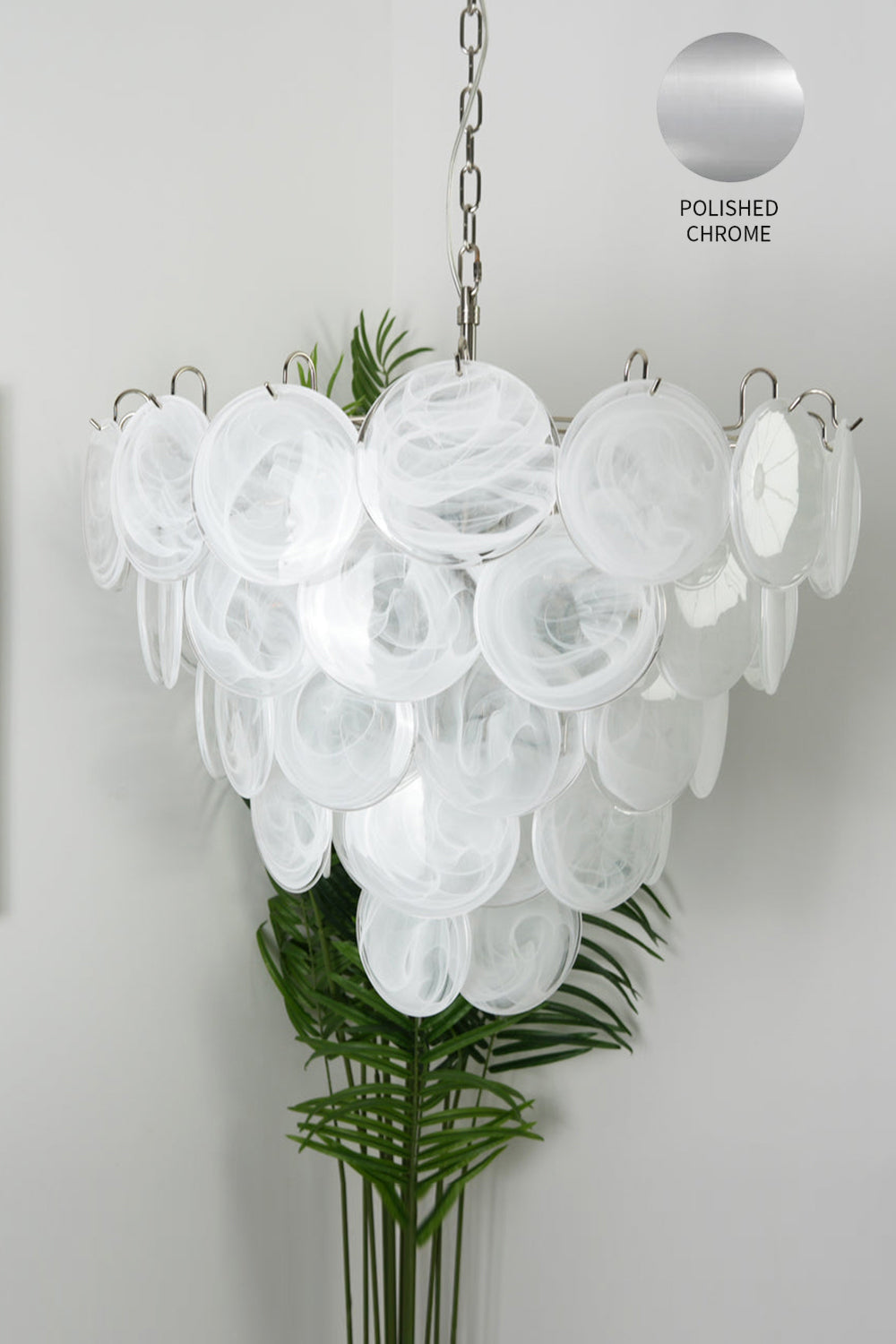 White Art Disc Glass Chandelier - view 21 | morylighting