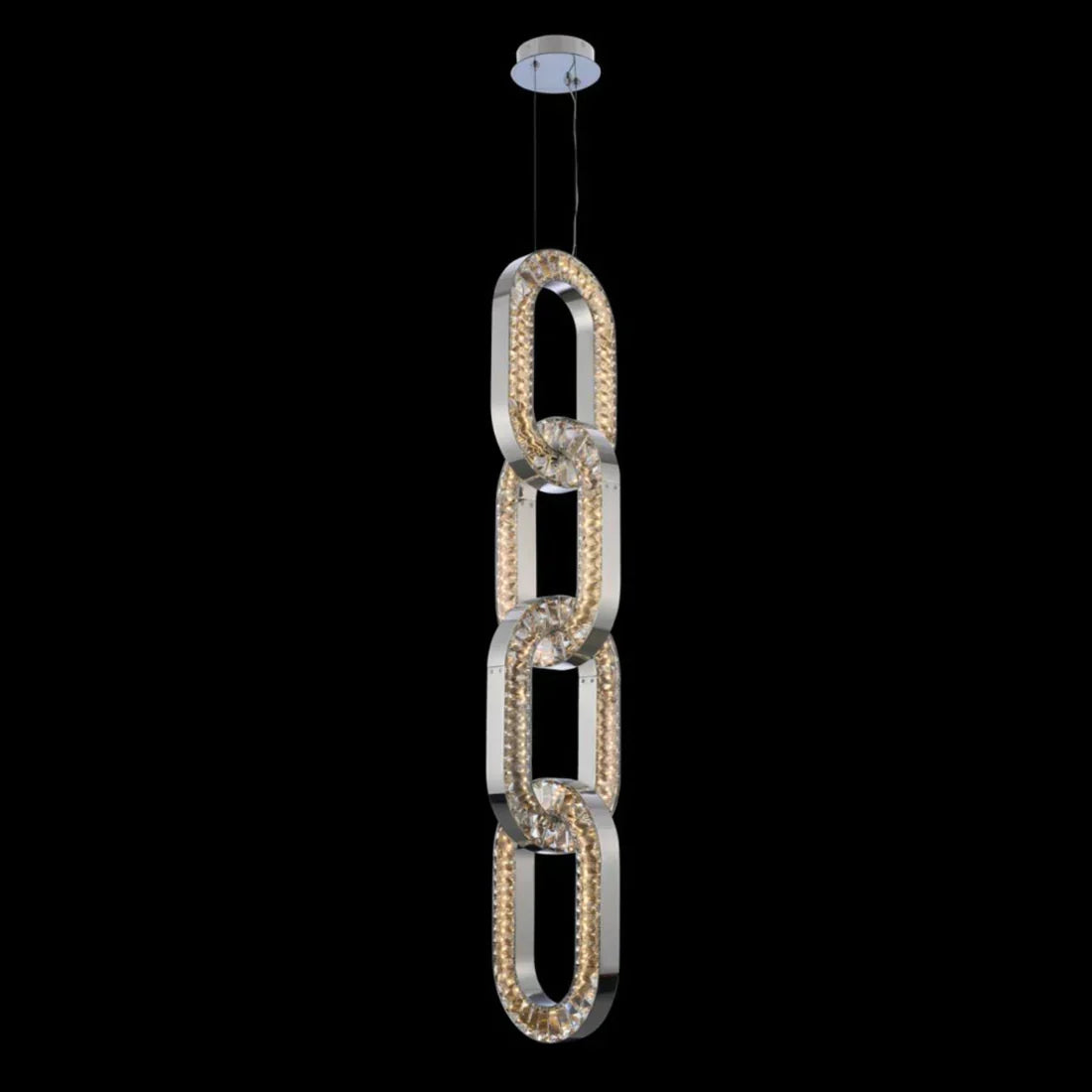 Luxury Crystal and Metal Chain Pendant Chandelier for High Ceilings with Modern Finish