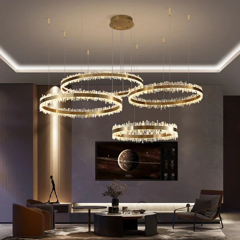LA Modern Quartz Crystal Rings Chandelier