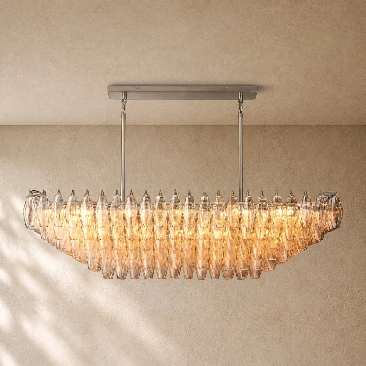 Chiaramn Clear Glass Tired Rectangular Chandelier 54"74"