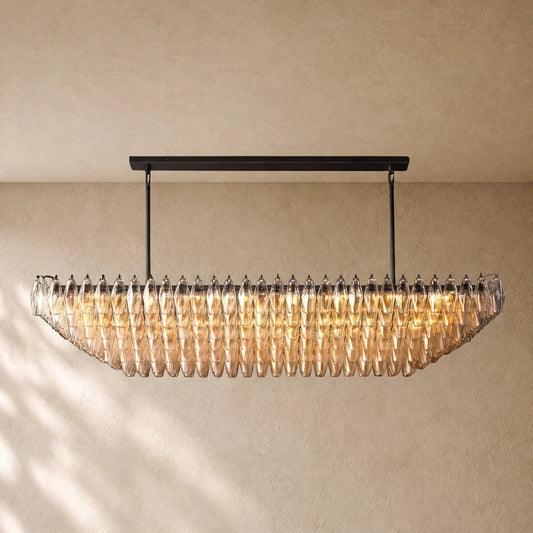 Chiaramn Clear Glass Tired Rectangular Chandelier 54"74"