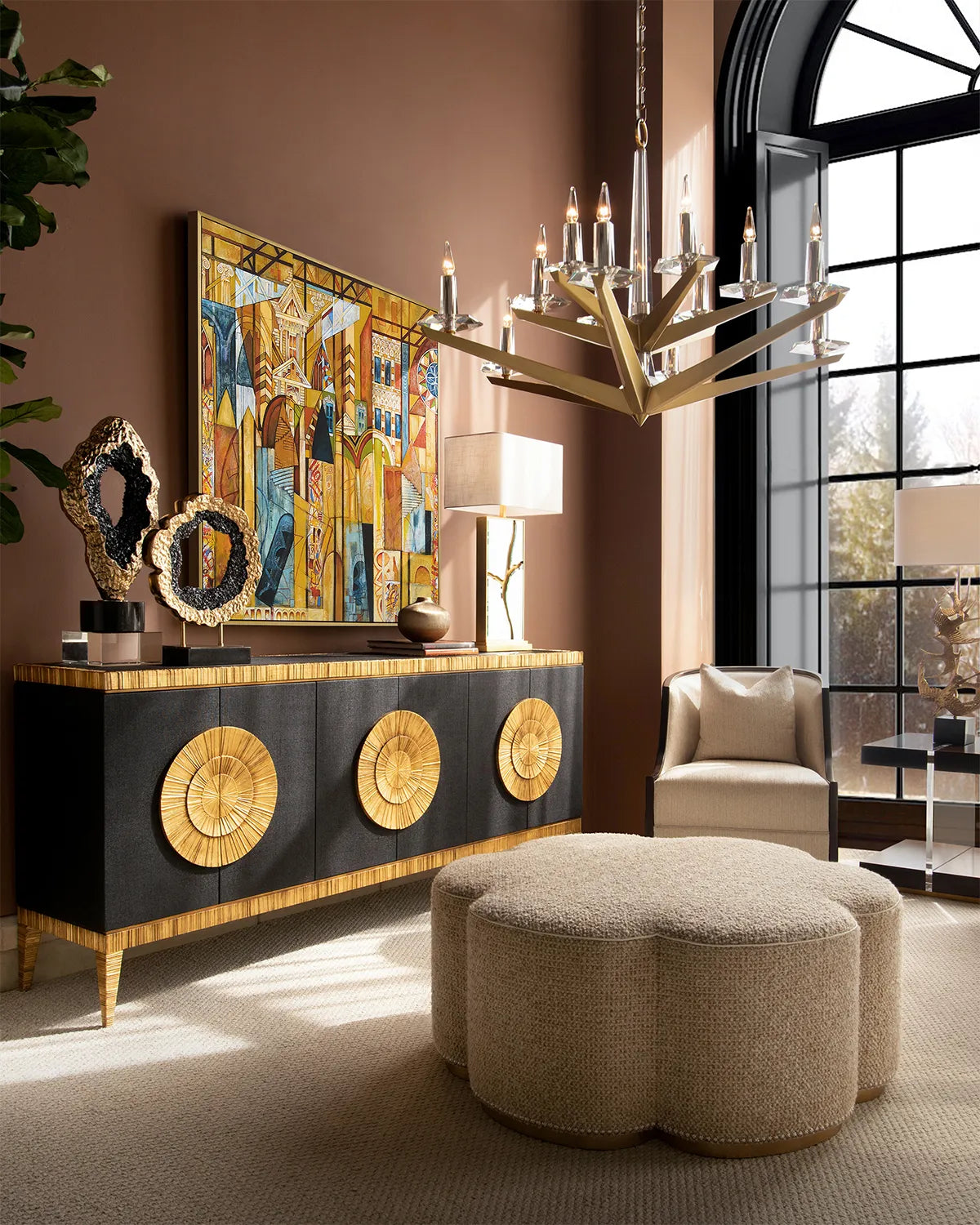 Antares Natural Brass Chandelier 48"D - morylighting