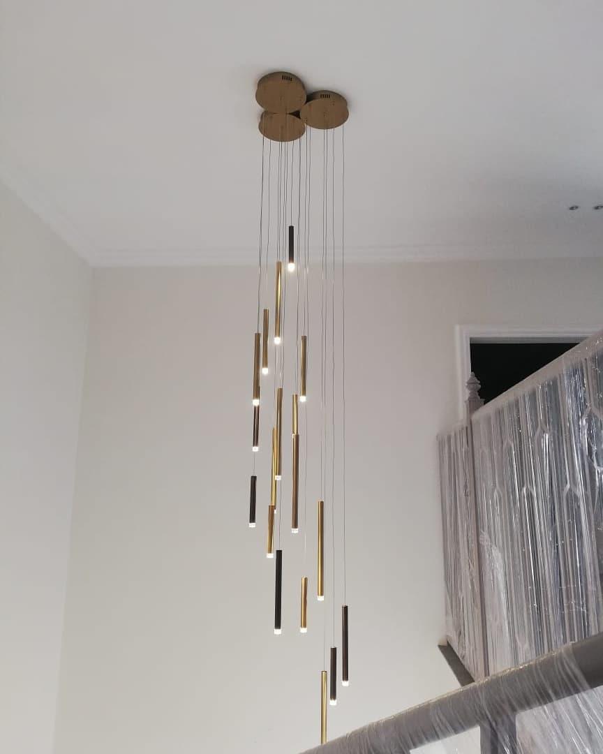 Bellini Square Tri-Tone Tubular Pendant Light Chandelier - morylighting