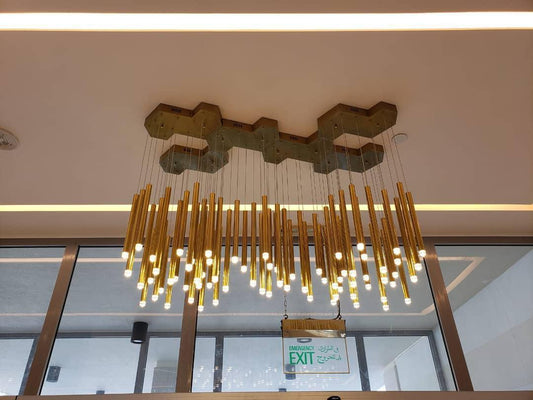 Bellini Square Tri-Tone Tubular Pendant Light Chandelier - morylighting