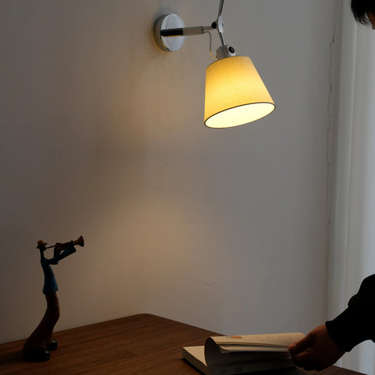 Adjustable Parchment Swing Arm Wall Sconce