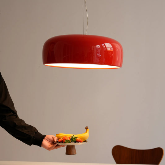Glossy Red Dome Pendant Light