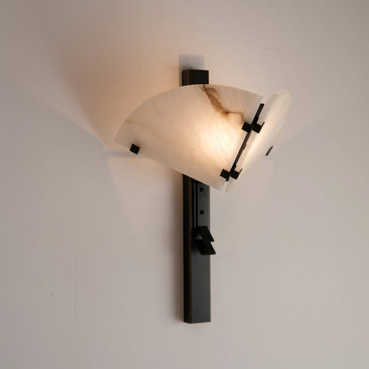 Sculptural Alabaster Panel Wall Sconce