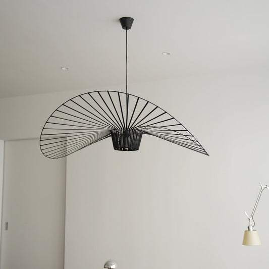 Sculptural Black Wire Pendant Light