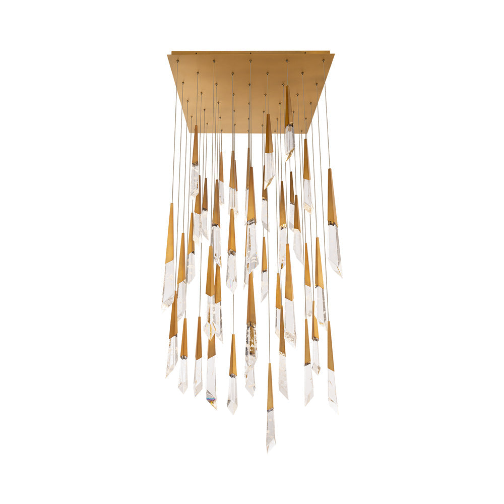 Solitude Square LED Multi Pendant Light in Aged Brass (41-Light).