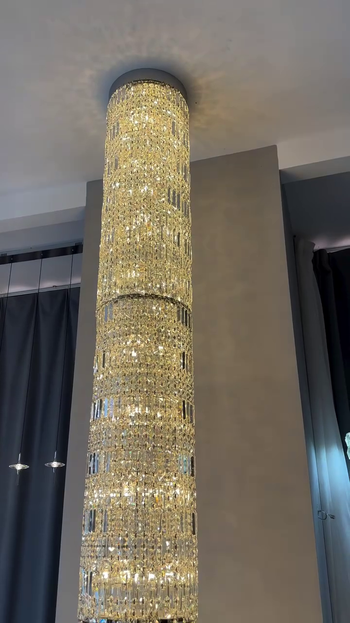 Modern Cylindrical Crystal Chandelier