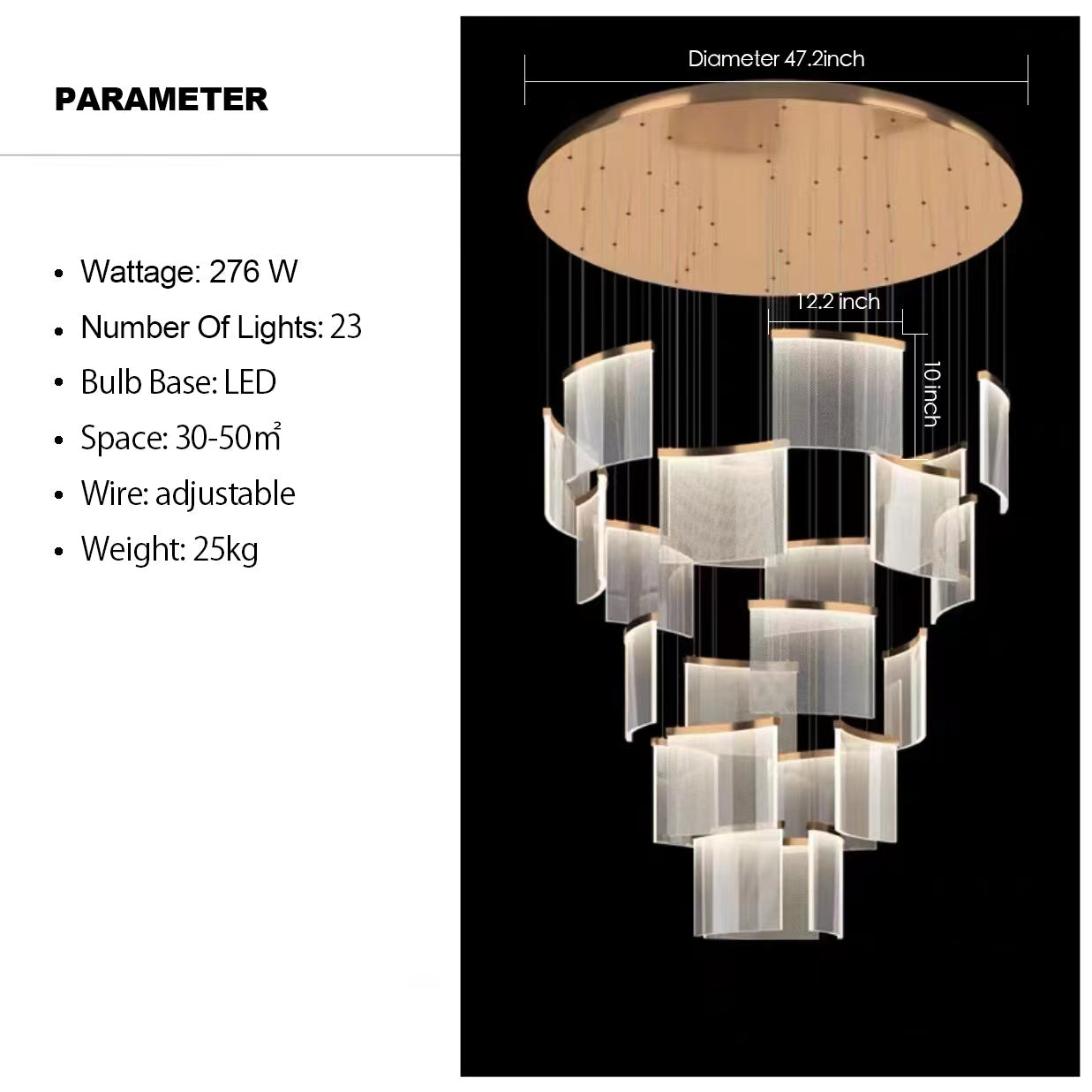 Designer Tile Spiral Chandelier for High-ceiling Foyer | Morylighting (5)