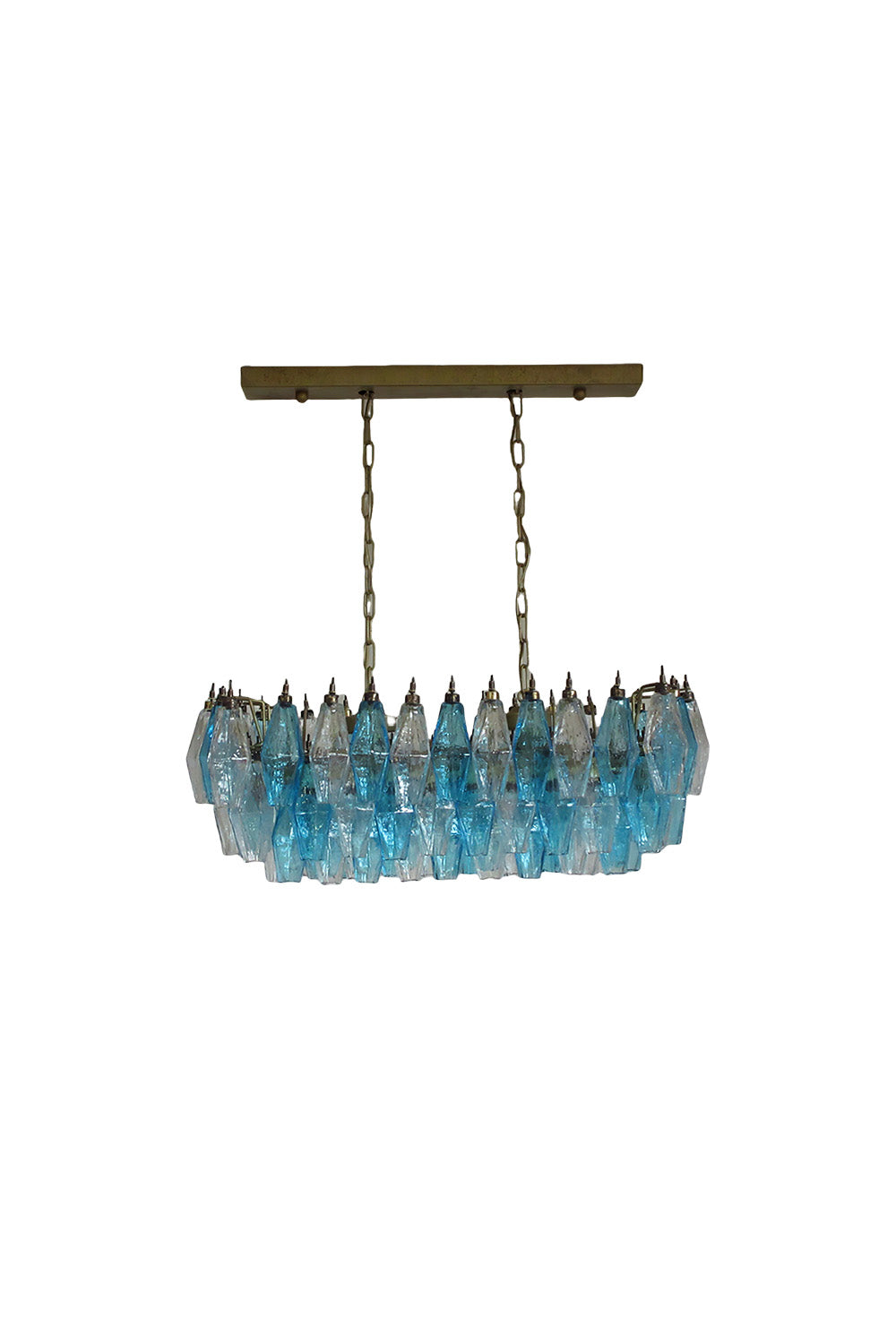 Vintage blue and clear glass Art Poliedri chandelier | morylighting