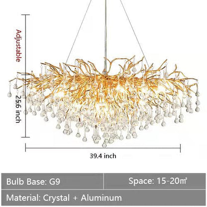 Stunning Tree Branch Crystal Chandelier with Clear Teardrop-shaped for Living/Dining Room