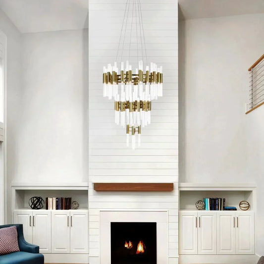 Morylighting Aura Grandeur 3-Tier Round Glass Chandelier - American ballroom or formal entertaining space