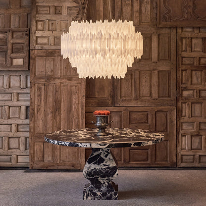 Art Selenite Layer Round Chandelier - morylighting
