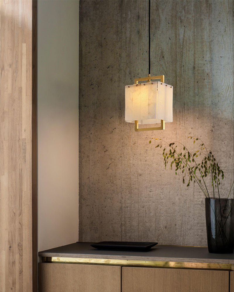 Elegant Cluster Alabaster Dome Suspension Light Lacquered Burnished Brass for hallway