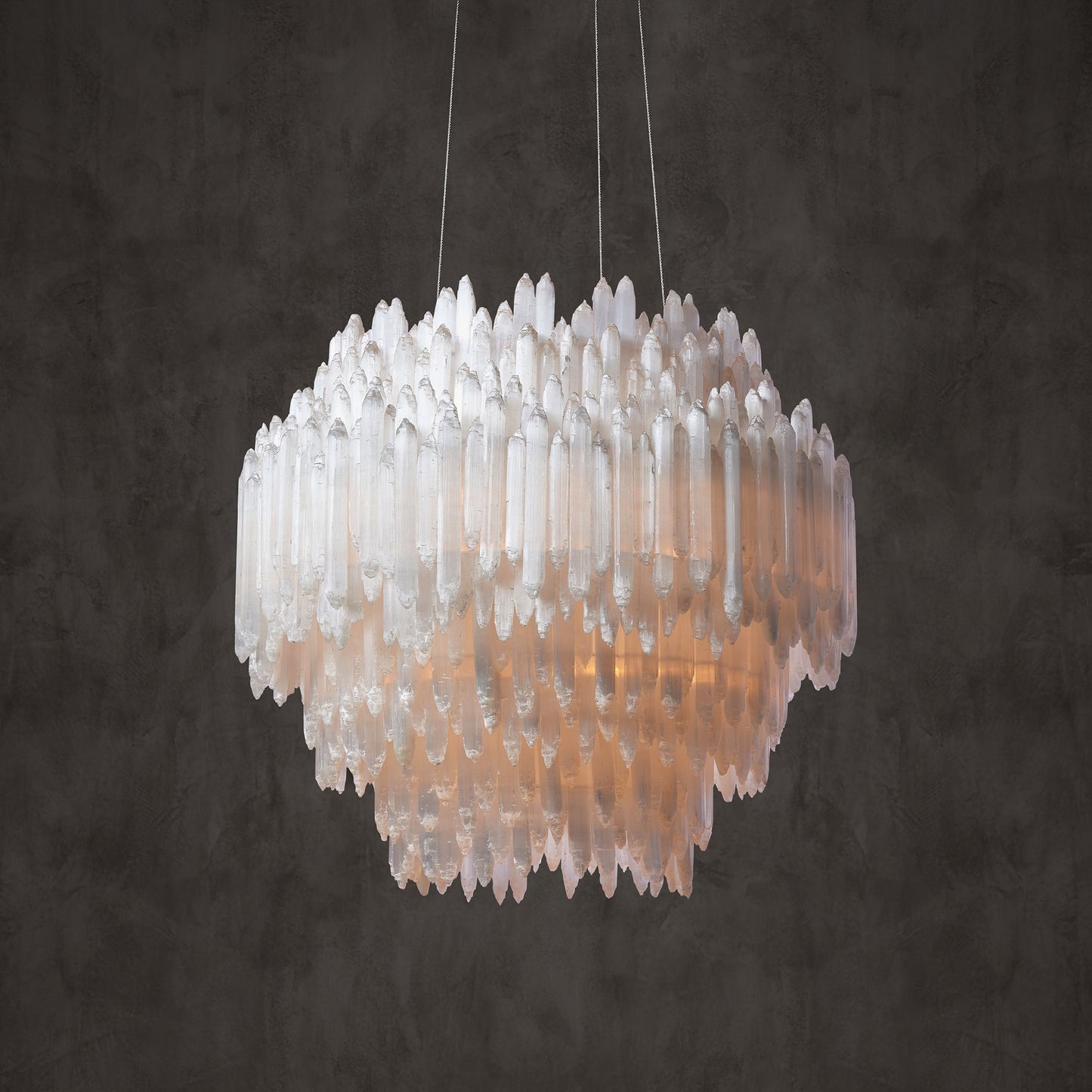 Art Selenite Layer Round Chandelier - morylighting