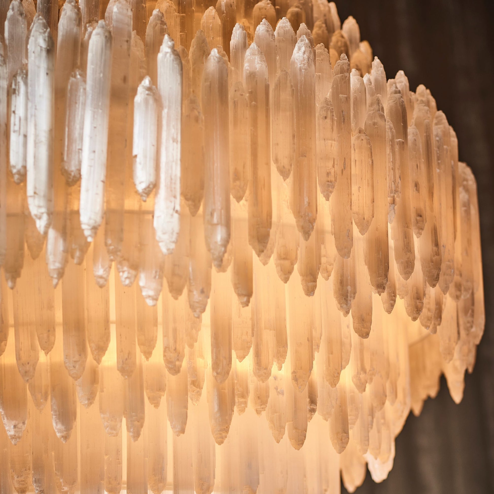 Art Selenite Layer Round Chandelier - morylighting