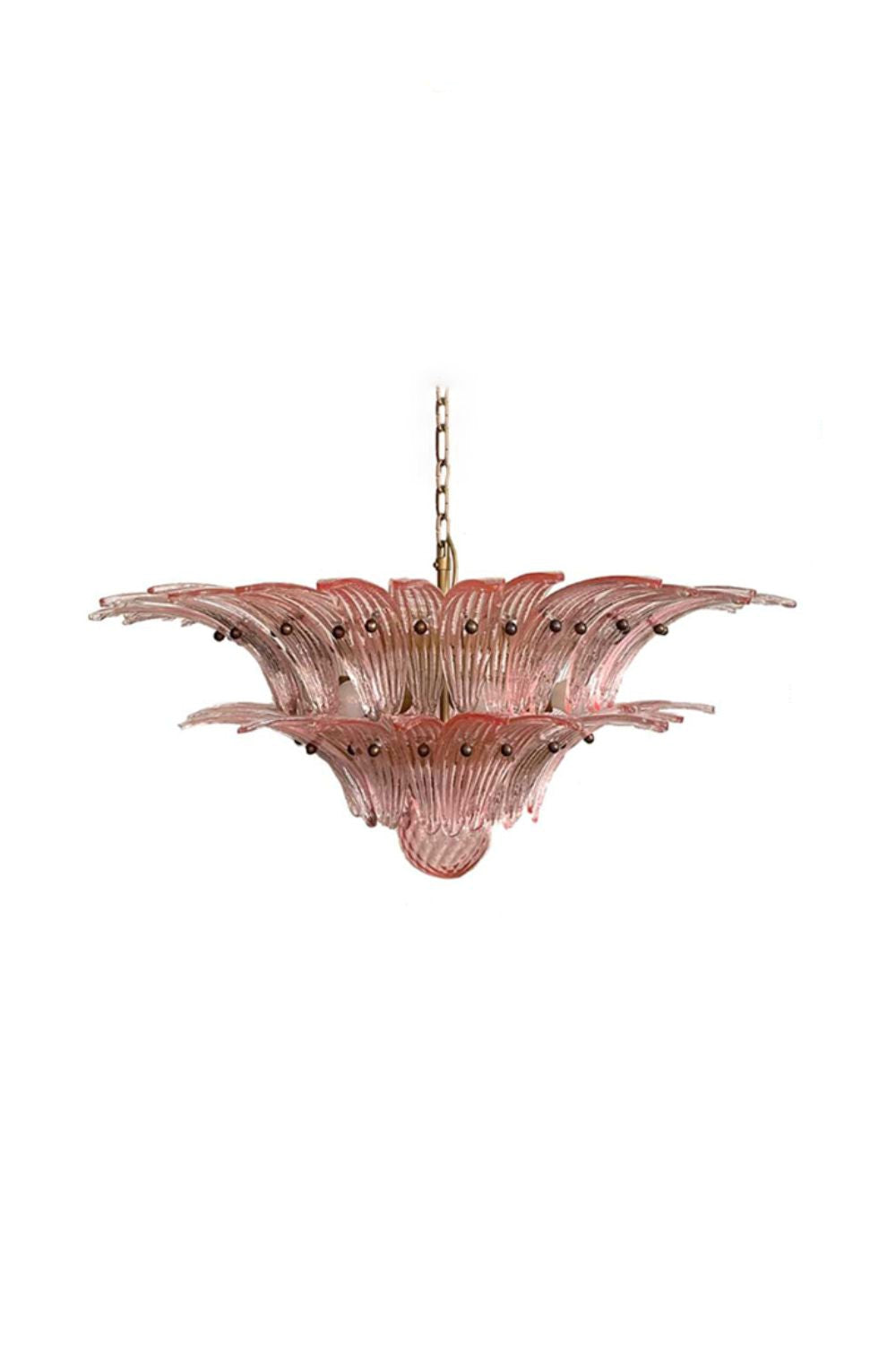 Vintage Art Pink Palm Leaf Glass Chandelier | morylighting