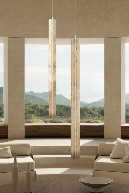 Vertical Roller Alabaster Pendant Light