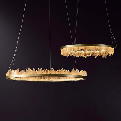 LA Round Luxury Clear Geode Quartz Crystal Hanging Chandelier
