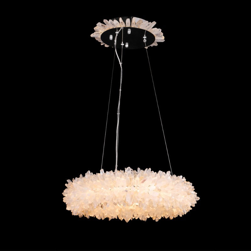 LA Vosa Modern Round Clear Geode Quartz Crystal Ring Chandelier