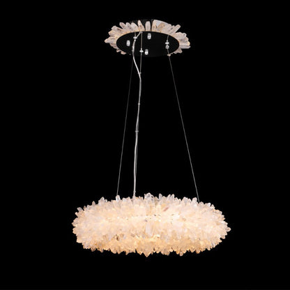 LA Vosa Modern Round Clear Geode Quartz Crystal Ring Chandelier