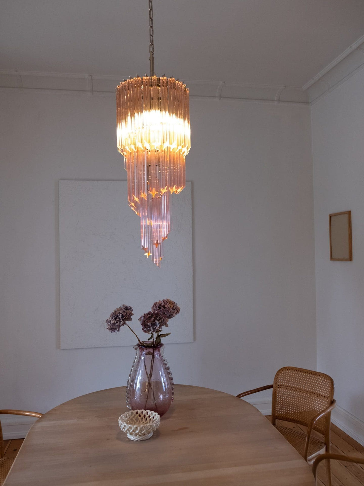 Pink Art Glass Prism Spiral Chandelier - view 7 | morylighting