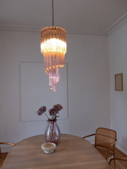 Pink Art Glass Prism Spiral Chandelier - view 7 | morylighting
