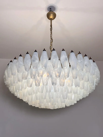 Murano Chandelier – Poliedri – 185 glass – White Alabaster