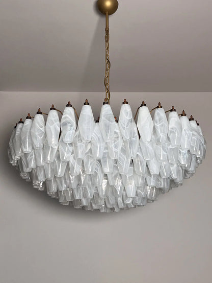 Murano Chandelier – Poliedri – 185 glass – White Alabaster