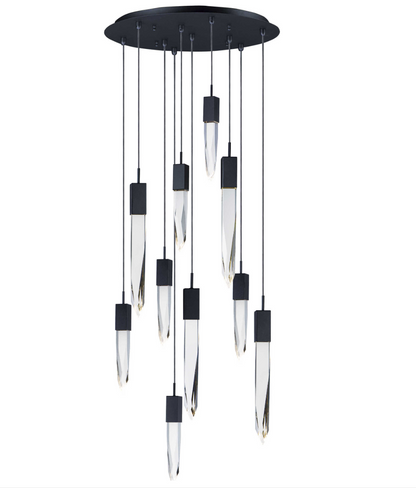 Modern Light Luxury Round/Rectangle Ceiling Pendant Light in Black Finish for Kitchen Island/ Staircase/Living Room
