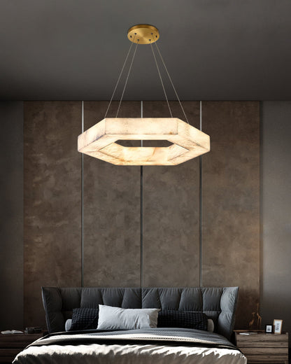 LED Hexagon Marble Pendant Lamp | Double/Triple Ring Design