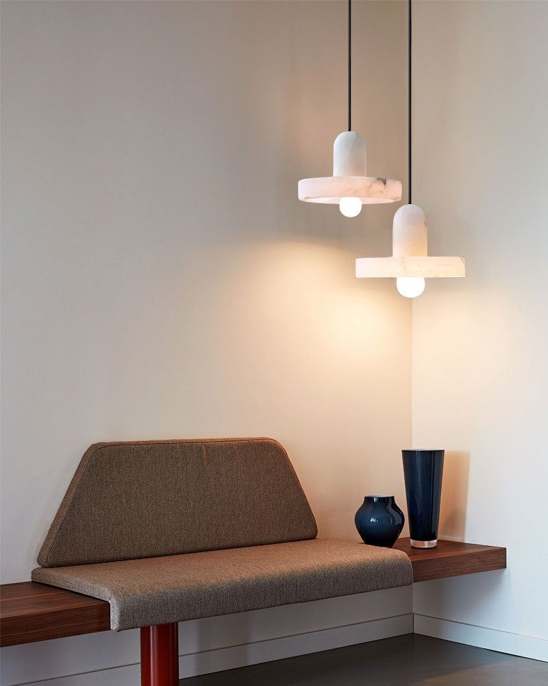 White Alabaster Kitchen Island Pendant Lamp