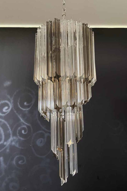 Vintage Smoked Art Glass Prism Spiral Chandelier - view 11 | morylighting