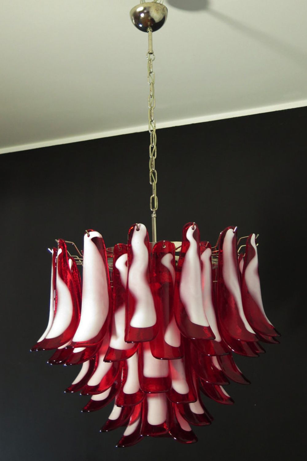 Red Art Glass Petal Chandelier - view 11 | morylighting