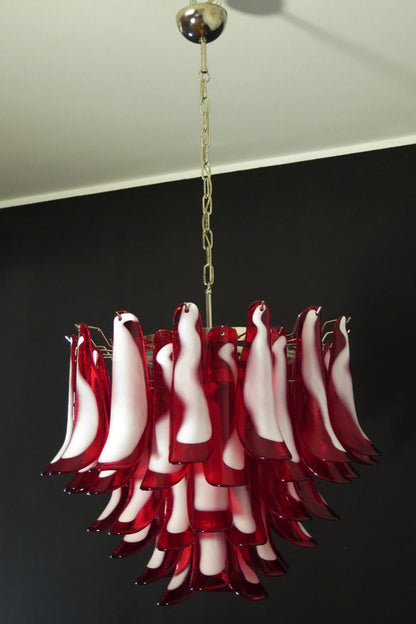 Red Art Glass Petal Chandelier - view 11 | morylighting
