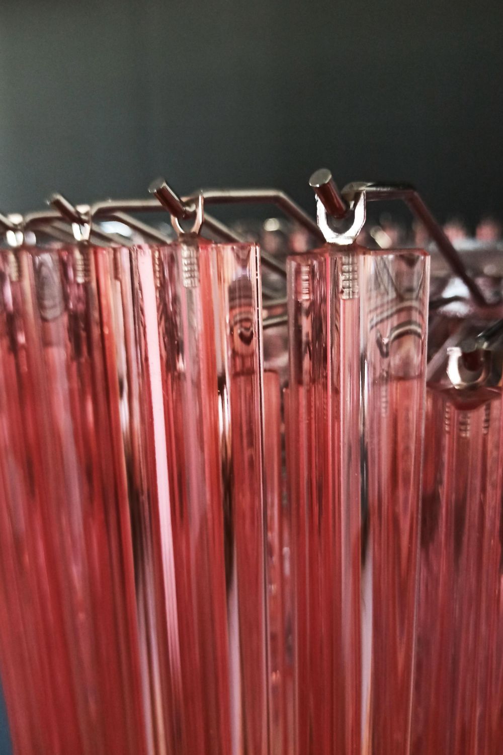 Large pink Art Triedri glass prism chandelier - view 11 | morylighting