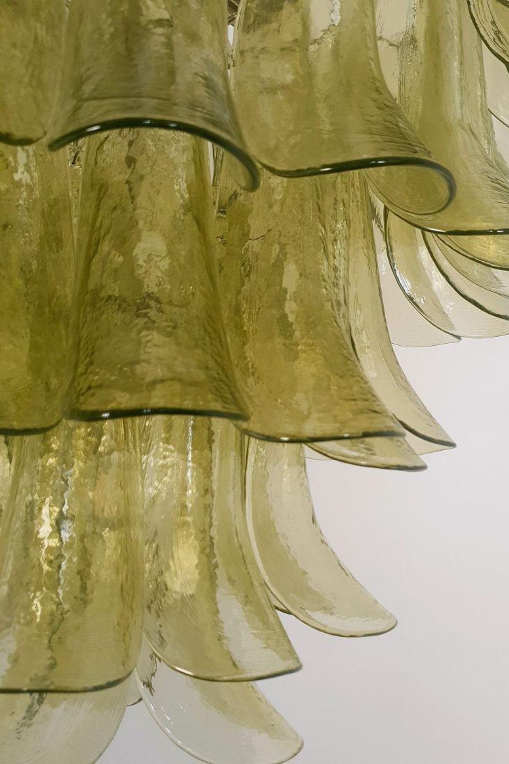 1970s Green Art Glass Petal Chandelier - view 10 | morylighting