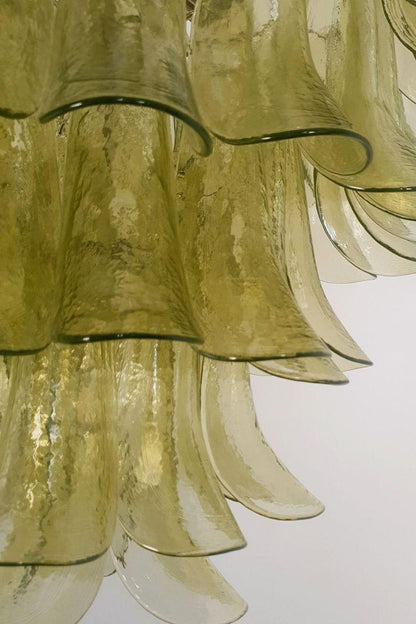 1970s Green Art Glass Petal Chandelier - view 10 | morylighting