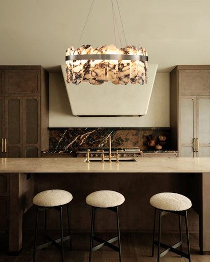 Modern LED Marble Round Chandelier 24" 32"