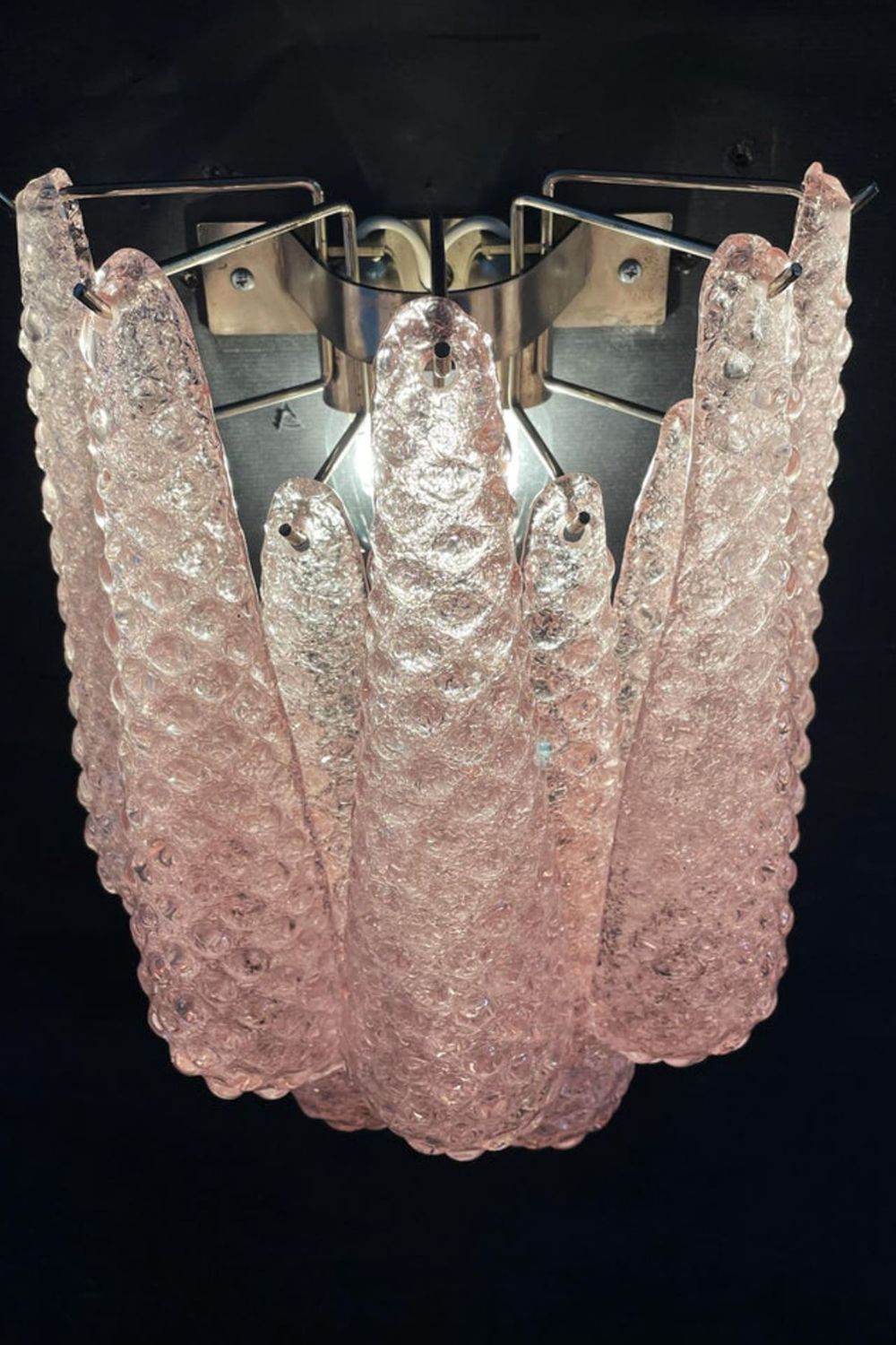 1970s Pink Art Glass Petal Wall Lamp - view 8 | morylighting