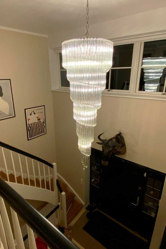 Art Style Spiral Glass Chandelier - view 2 | morylighting