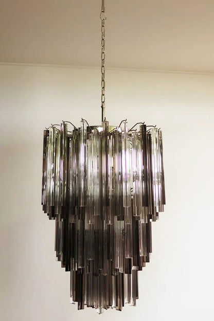 Smoked and Clear Art Glass Prism Chandelier - view 11 | morylighting