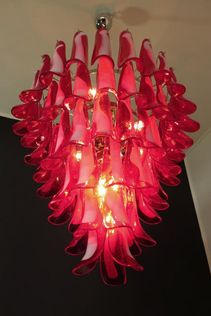 Mid-Century Red Art Glass Petal Chandelier - view 6 | morylighting