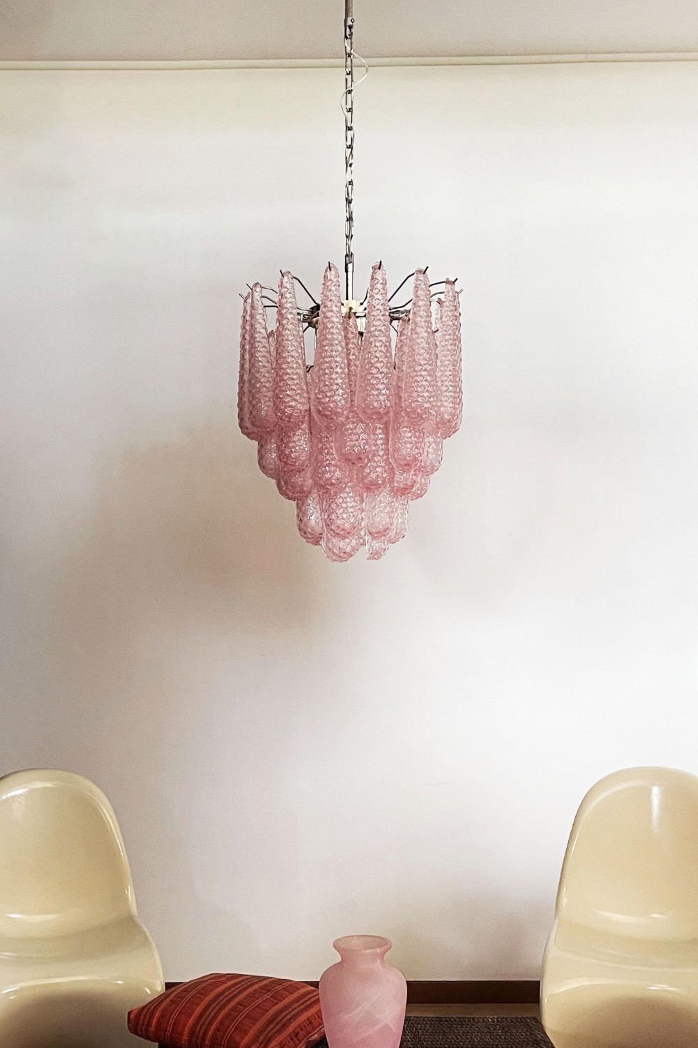 Pink Art Glass Teardrop Chandelier - view 10 | morylighting