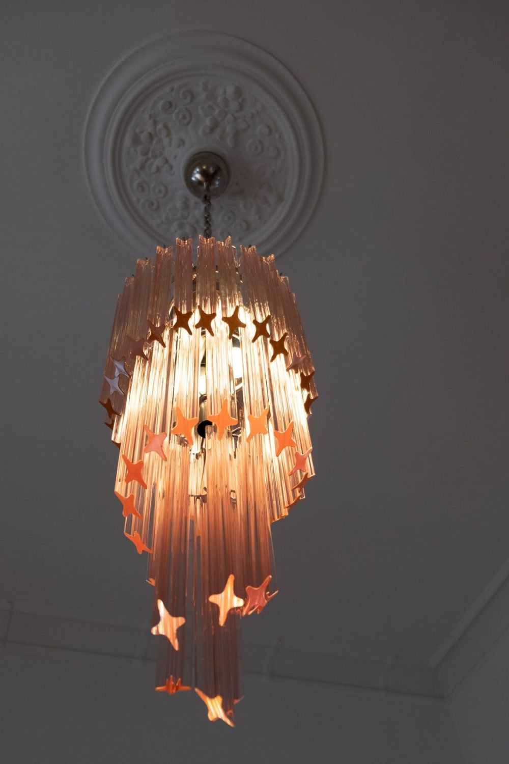 Pink Art Glass Prism Spiral Chandelier - view 10 | morylighting